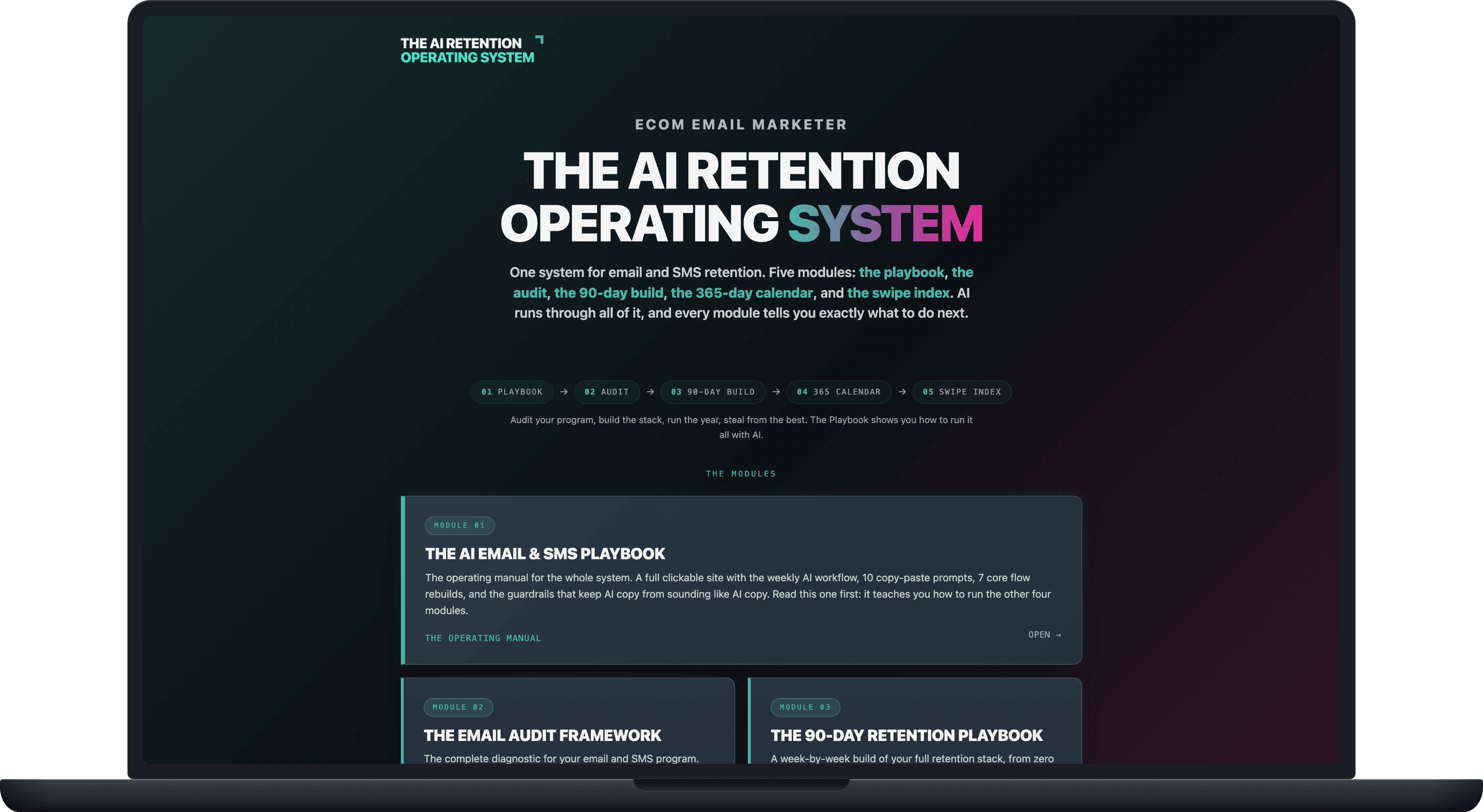 The AI Retention Operating System hub on a laptop